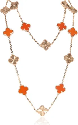 Van Cleef & Arpels Pre-Owned Van Cleef & Arpels Rose Gold Carnelian Vintage Alhambra Necklace