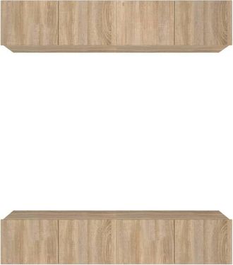 Berkfield Home TV Cabinets 4 pcs Sonoma Oak 80x30x30 cm Engineered Wood in Brown | Size: 80 x 30 x 30 cm