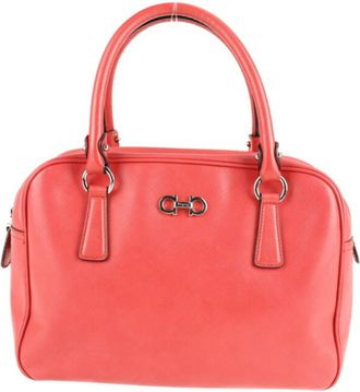 Ferragamo Gancini Leather Boston Bag Handbag Tote Bag (Pre-Owned)
