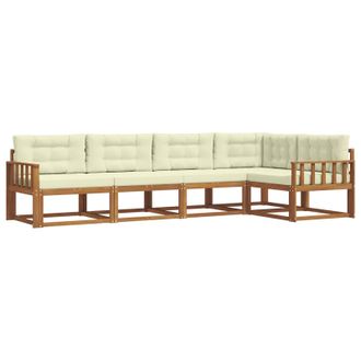 vidaXL Conjunto De Sof&aacute;s De Exterior Con Coj&iacute;n 5 Pcs Natural Y Crema Vidaxl