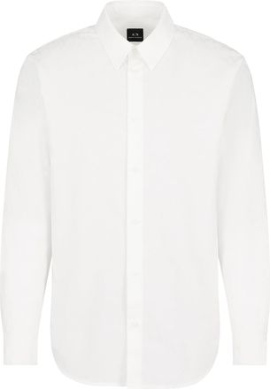 A|X Armani Exchange Mens The Grid, All Over Tonal Logo Shirt, Off White, XS