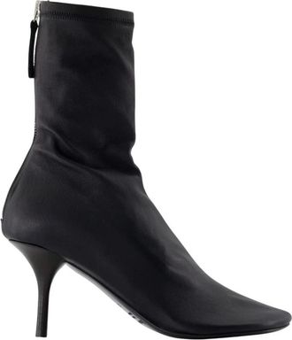Acne Studios Leren Enkelboot - Dames - Laarzen met Hak - Zwart - 37 EU - Leer - Schoenen