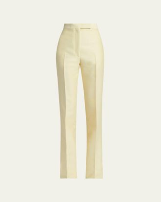 Tom Ford High-Rise Wool-Silk Straight-Leg Pants