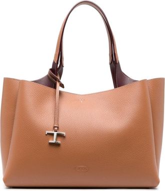 Tod's Brown T Timeless Medium Tote Bag