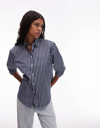 Lacoste Camicia blu navy a righe