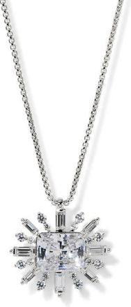 Nadri Stellar Full Halo Cubic Zirconia Pendant Necklace in Rhodium at Nordstrom