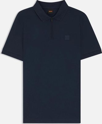 HUGO BOSS Mens BOSS Orange Passerzip Polo Shirt 464 Open Blue - Black - Size: 38