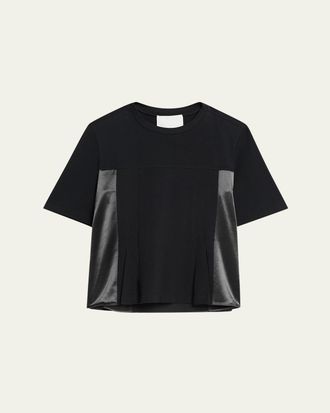 3.1 Phillip Lim Short-Sleeve Mixed-Media Flounce Top