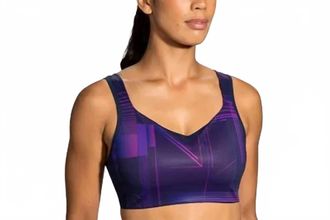 Brooks Drive Convertible Run Bra In Matrix Navy Print