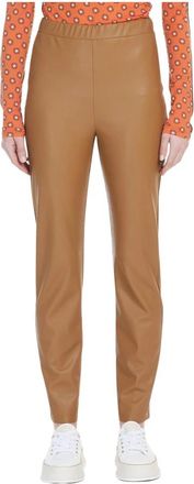 Max Mara Zachte Jersey Leggings met Elastische Taille - Dames - Slim Fit Broeken - Bruin - M - Broeken