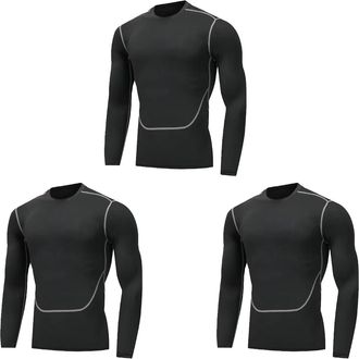 Generic 5 Pack or 3 Packs Compression Tops for Men Short Sleeve Mens Running Top Mesh Design Quick Dry Base Layer Sports Fitness(XL,3 SB)