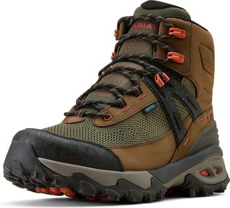 Ariat Mens Traverse Mid Waterproof Hiking Boots in Brown Bark Evergreen, D Medium Width, Size 10.5, by Ariat