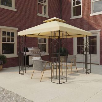 Charles Bentley 3Mx3M Steel Art Outdoor Gazebo Luxury Metal Frame Marquee Cream