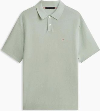 Tommy Hilfiger Mens Tommy Hilfiger Cool Touch Structure Polo PM3 Minty Grey - Green - Size: 38