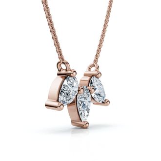 Pompeii3 1/2Ct Trio Pear Shape Diamond 18 Necklace 14k Gold Pendant