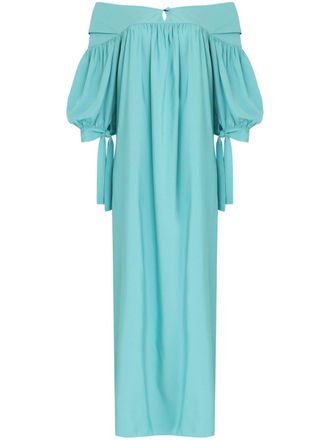 Amir Slama x Jade Picon off-shoulder maxi-jurk - Blauw