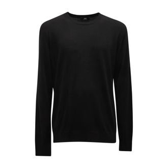 Alpha Studio Fe-6850C Silk and cashmere crewneck - male - Alpha Studio - Round-neck Knitwear - Black - 2XL - Knitwear