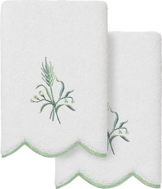 Linum Home Textiles 100% Turkish Cotton Whitney Scallop 2Pc Embellished Fingertip Towel Set