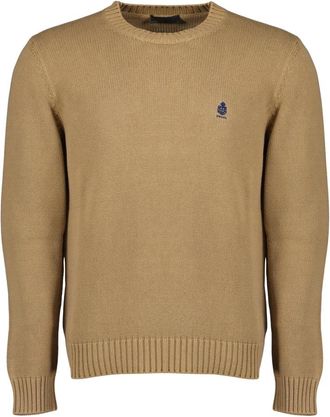 Prada Katoenen trui met ronde hals - Heren - Ronde hals truien - Bruin - M - Katoen - Truien & Vesten