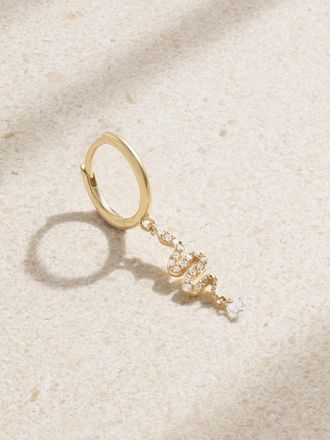 Persée Orecchino Singolo A Cerchio In Oro 18 Carati Con Diamanti Snake