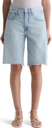 AG - Adriano Goldschmied Hattie High-Rise Barrel Shorts in Sunfaded Destructed Womens Shorts Sunfaded Destructed : 28 11, Cotton