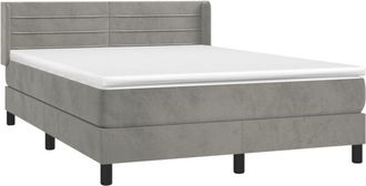vidaXL Vidaxl - Cama Box Spring Con Colch&oacute;n Terciopelo Gris Claro 140x190 Cm