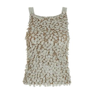 P.A.R.O.S.H. P.a.r.o.s.h., Tops, Dames, Beige, XS, Rhinestoned Sleeveless Top