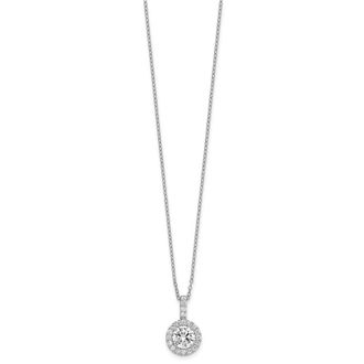 Diamond2Deal Sterling Silver Rhodium-plated Diamonore Halo Pendant Necklace