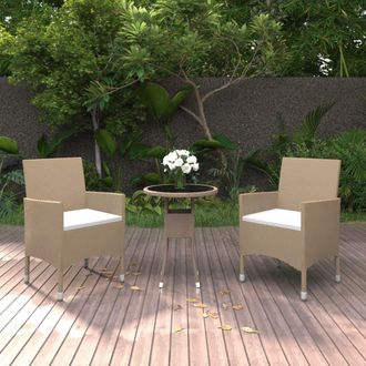 vidaXL Juego De Comedor Para Jard&iacute;n De 3 Piezas Rat&aacute;n Sint&eacute;tico Beige Vidaxl
