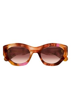 Chlo&eacute; 53mm Gradient Cat Eye Sunglasses in Havana at Nordstrom