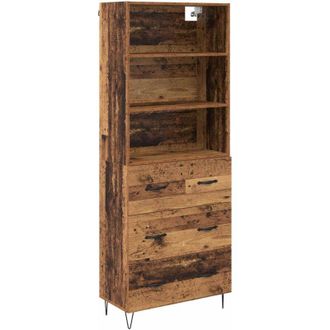 vidaXL Aparador Alto Con Caj&oacute;n 2 Pcs Madera Vieja Madera De Ingenier&iacute;a Vidaxl