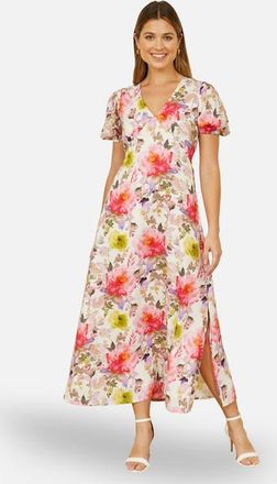 Yumi Floral Midi Dress in Ivory at Nordstrom, Size 10