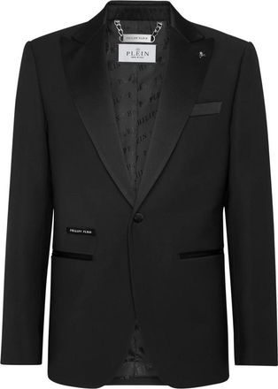 Philipp Plein Wollen Blazer Lord Fit met Kristallen - Heren - Blazers - Zwart - 2XL - Wol - Jassen