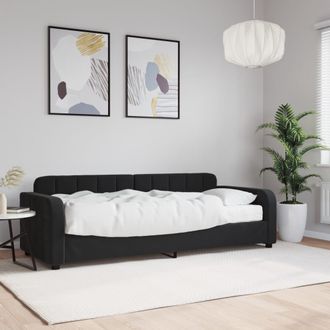 vidaXL Sof&aacute; Cama Con Colch&oacute;n Terciopelo Negro 80x200 Cm Vidaxl
