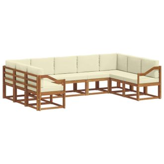 vidaXL Conjunto De Sof&aacute;s De Exterior Con Coj&iacute;n 9 Pcs Natural Y Crema Vidaxl
