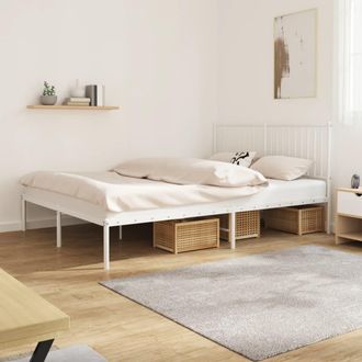 vidaXL Estructura Cama Sin Colch&oacute;n Con Cabecero Metal Blanco 160x200cm Vidaxl