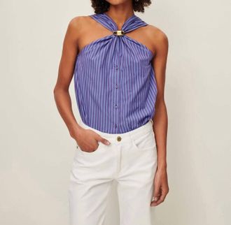 Sessun Atrani Top In Blue/purple Stripe