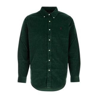 Polo Ralph Lauren Custom Fit Corduroy Shirt - Heren - Casual Overhemden - Groen - M - Katoen - Overhemden