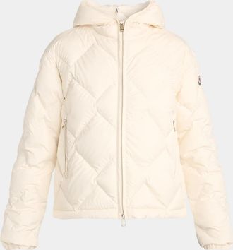 Moncler Arvouinne Hooded Triangle-Quilted Short Down Jacket