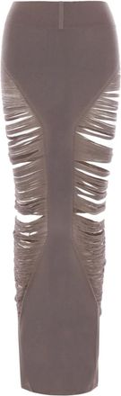 Rick Owens Gonna midi Pillar con frange - Toni neutri