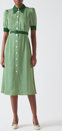 L.k. Bennett Valerie Stripe Midi Shirtdress in Green at Nordstrom Rack, Size 12 Us / 16 Uk