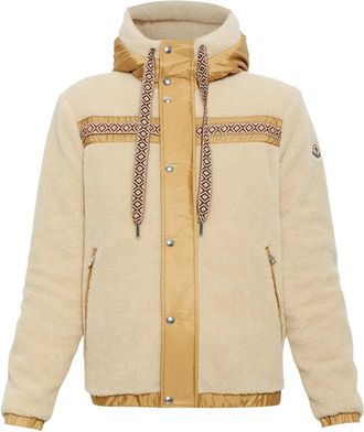 Moncler Fleecejack met capuchon - Heren - Fleece jassen - Beige - 2XL - Wol - Fitness