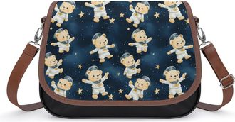 Generic Cute Teddy Bears Stars Small Womens Crossbody Bags Shoulder Handbag with Adjustable Strap for Travel