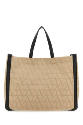 Valentino Garavani Beige VLogo-print tote bag