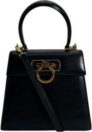 Ferragamo Tweedehands leren handtassen - Dames - Vintage Handtas - Zwart - ONE Size - Leer - Vintage