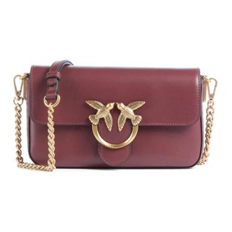 Pinko Love One Mini Slouchy - Dames - Schoudertassen - Rood - ONE Size - Leer - Tassen