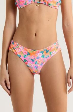Kulani Kinis Lettuce Trim Thong Bikini Bottoms in Summer Glow at Nordstrom Rack, Size X-Large