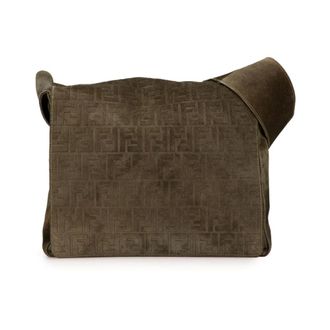 Fendi Pre-owned Cross Body Bags, female, Brown, Size: ONE SIZE Pre-owned Zucca Suede Messenger Bag