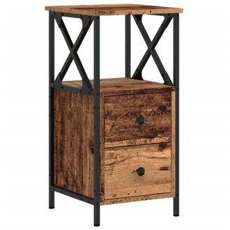 vidaXL Vidaxl - Mesita De Noche Madera Ingenier&iacute;a Envejecida 34x35,5x70 Cm