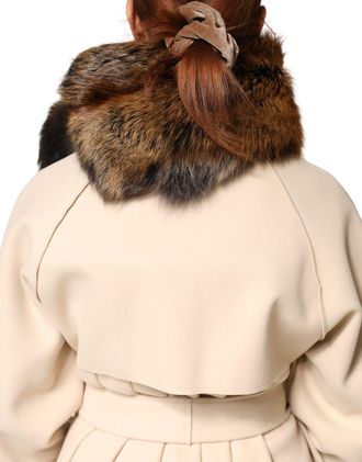 Dolce & Gabbana Womens Brown Red Fox Fur Neck Warmer Winter Scarf